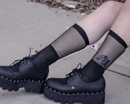 TSK1130 Black Ribbed Glitter Sock TSK1130 - T.U.K. Shoes