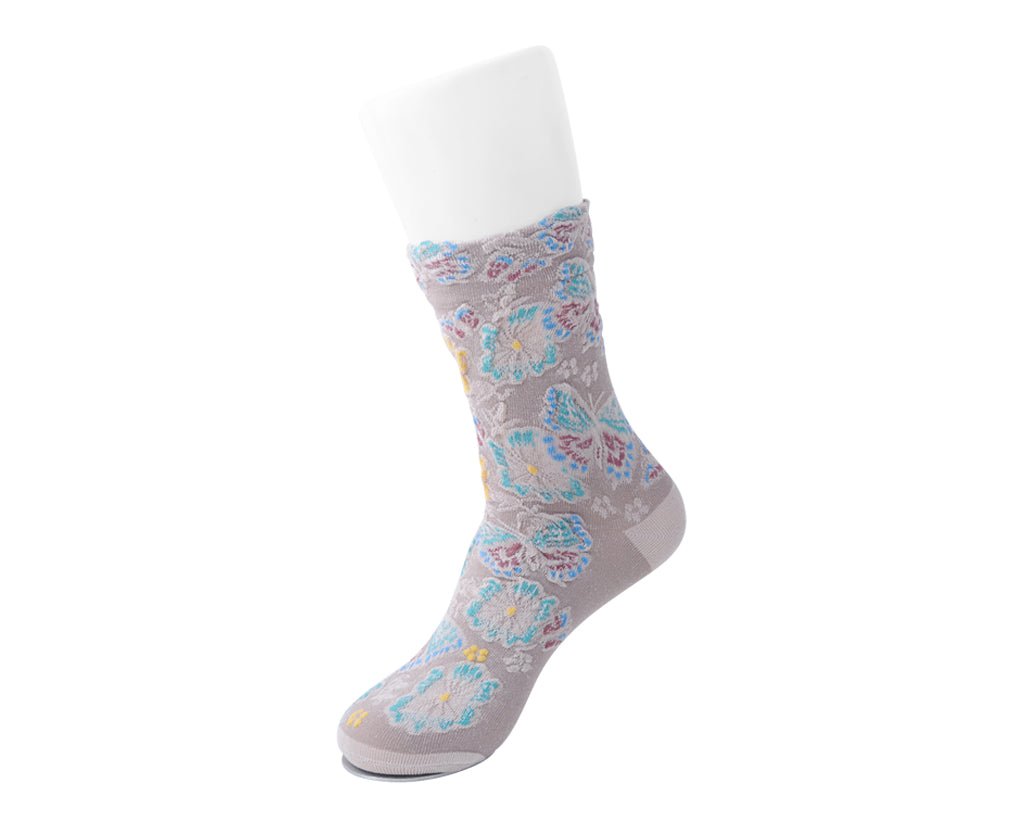 TSK1153 Beige Floral Sock TSK1153-OS - T.U.K. Shoes