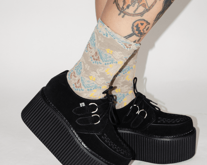 TSK1153 Beige Floral Sock TSK1153-OS - T.U.K. Shoes