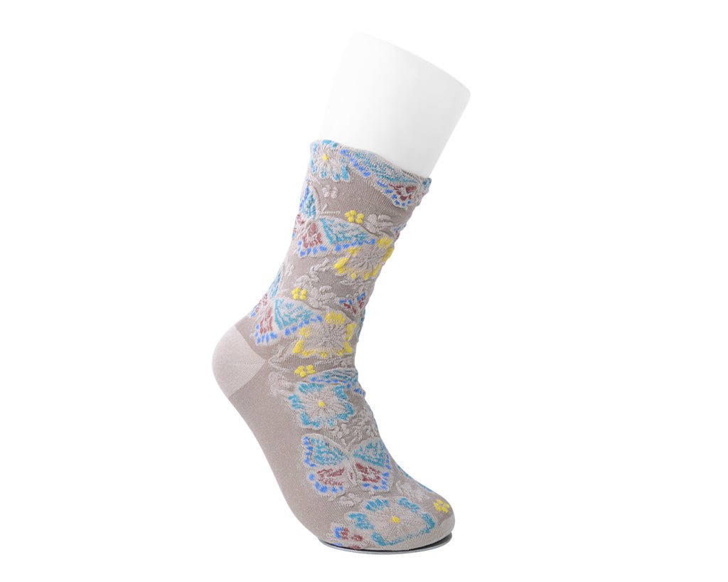 TSK1153 Beige Floral Sock TSK1153-OS - T.U.K. Shoes