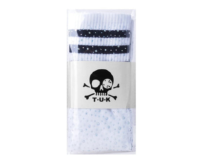 TSK1124 Black & White Varsity Rhinestone Over-The-Knee Sock TSK1124-OS - T.U.K. Shoes