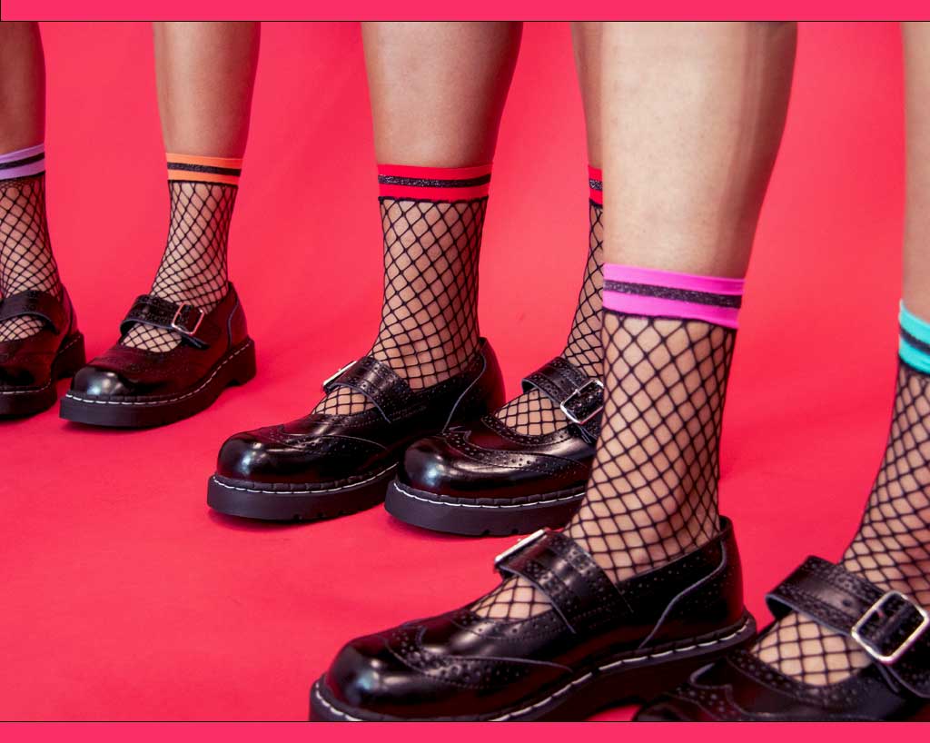 TSK1122 Multi-color Band Fishnet 5-Pk Sock TSK1122-OS - T.U.K. Shoes