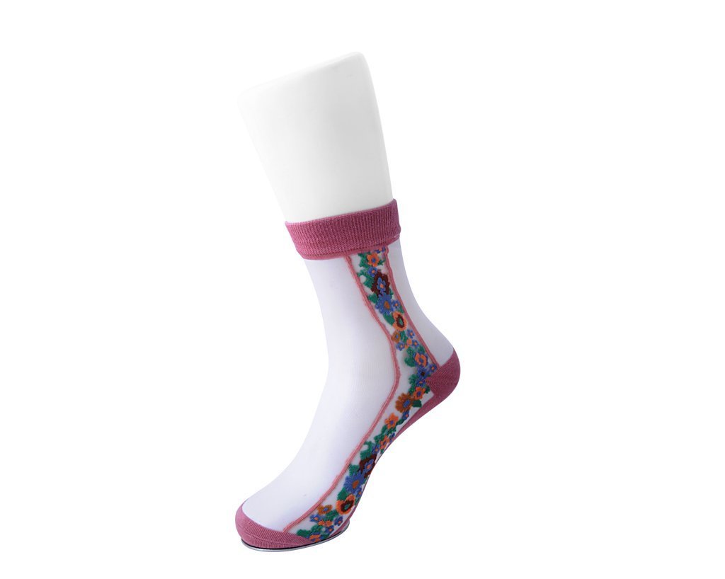 TSK1079 Blush Stripe Floral Sheer Sock TSK1079-OS - T.U.K. Shoes