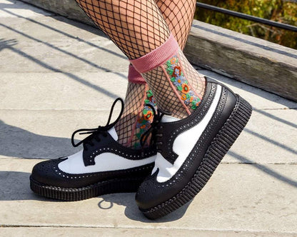 TSK1079 Blush Stripe Floral Sheer Sock TSK1079-OS - T.U.K. Shoes