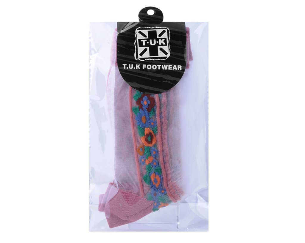 TSK1079 Blush Stripe Floral Sheer Sock TSK1079-OS - T.U.K. Shoes
