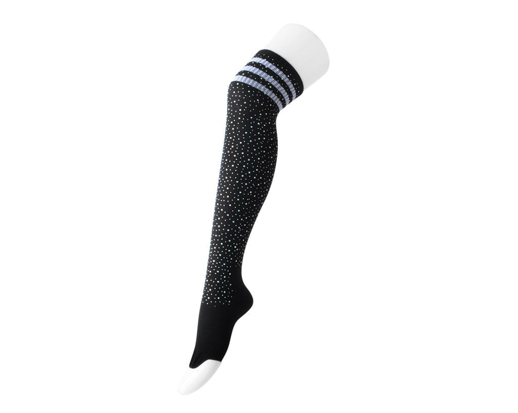 TSK1125 Black Varsity Rhinestone Over-The-Knee Sock TSK1125-OS - T.U.K. Shoes