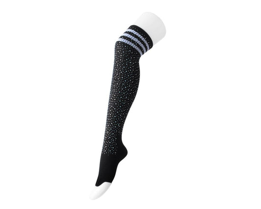 TSK1125 Black Varsity Rhinestone Over-The-Knee Sock TSK1125-OS - T.U.K. Shoes