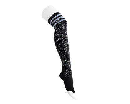 TSK1125 Black Varsity Rhinestone Over-The-Knee Sock TSK1125-OS - T.U.K. Shoes