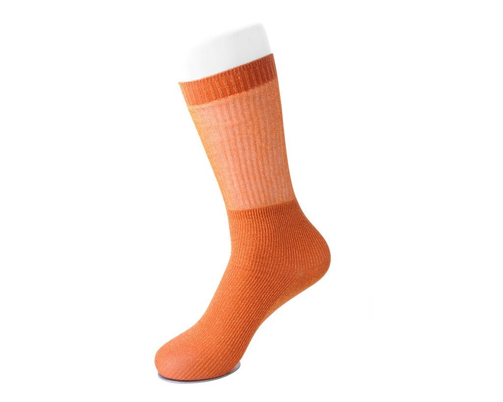 TSK1129 Orange Ribbed Glitter Sock TSK1129-OS - T.U.K. Shoes