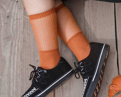 TSK1129 Orange Ribbed Glitter Sock TSK1129-OS - T.U.K. Shoes