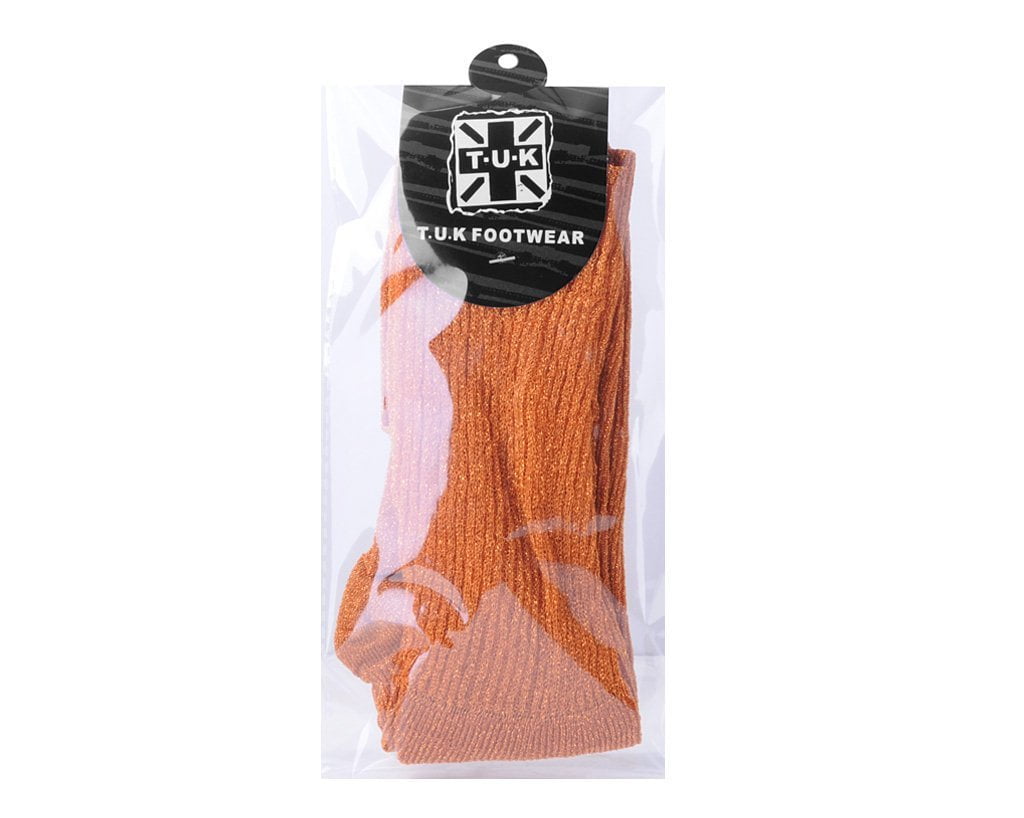 TSK1129 Orange Ribbed Glitter Sock TSK1129-OS - T.U.K. Shoes