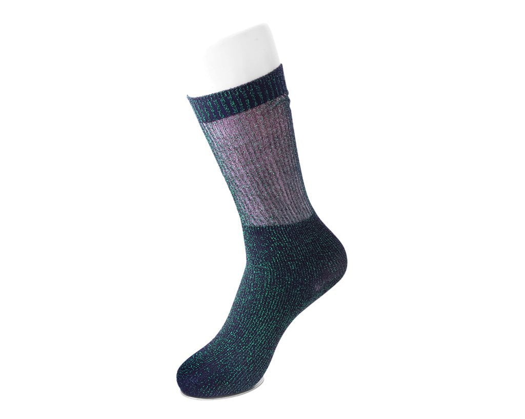 TSK1131 Green Ribbed Glitter Sock TSK1131-OS - T.U.K. Shoes