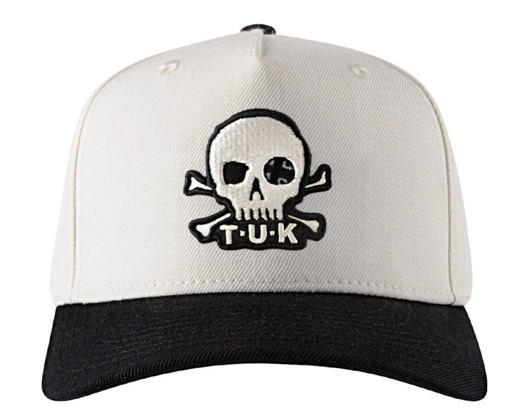 HT08 Black & Cream Skull Logo Hat HT08-OS - T.U.K. Shoes