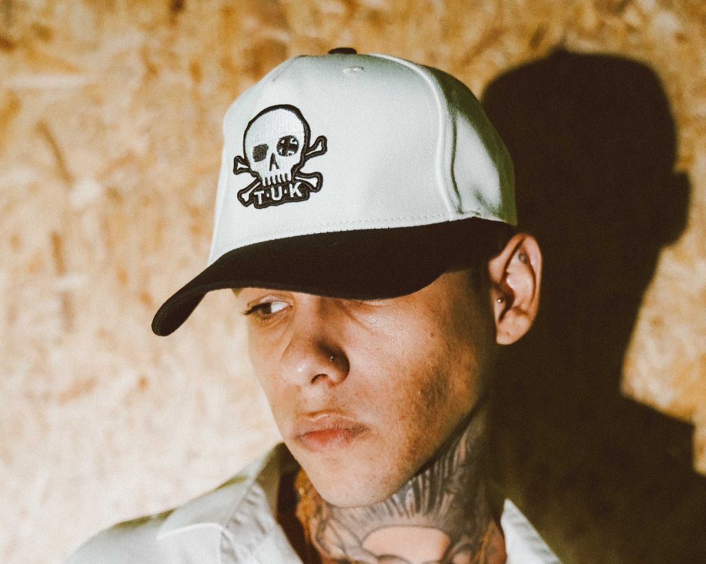 HT08 Black & Cream Skull Logo Hat HT08-OS - T.U.K. Shoes