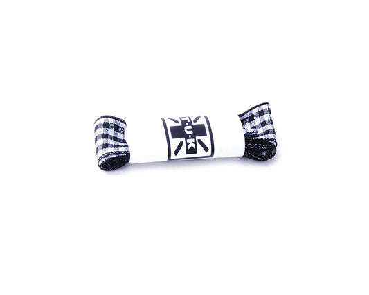 LC057-75-BWF-OS 75 CM Black & White Gingham Flat Laces LC057-75-BWF-OS - T.U.K. Shoes