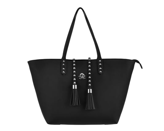 BG01 Black Studded Tassel Tote Bag BG01-OS - T.U.K. Shoes