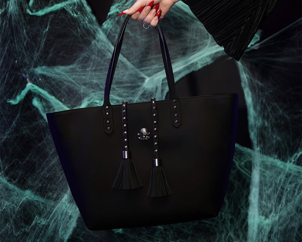 BG01 Black Studded Tassel Tote Bag BG01-OS - T.U.K. Shoes