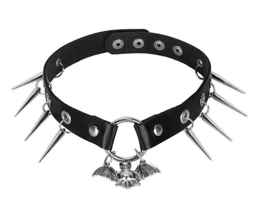 CK02 Spiked Bat Choker CK02-OS - T.U.K. Shoes