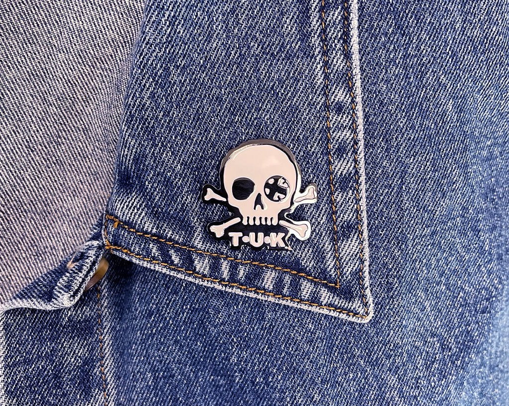 P0081 Black & White Skull Logo Enamel Pin P0081-OS - T.U.K. Shoes