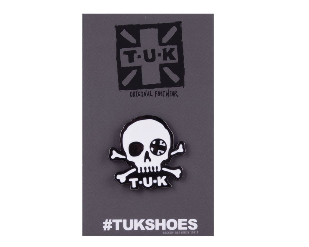 P0081 Black & White Skull Logo Enamel Pin P0081-OS - T.U.K. Shoes