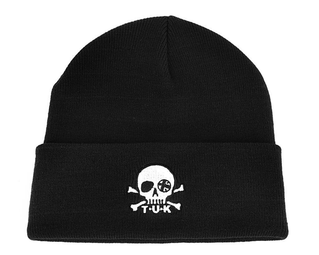 HT03-OS Black Skull Embroidery Beanie HT03-OS - T.U.K. Shoes