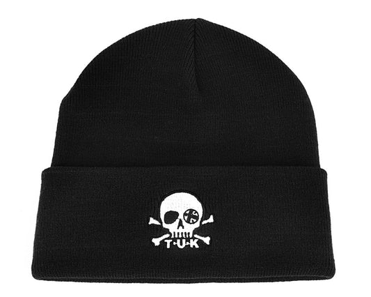 HT03-OS Black Skull Embroidery Beanie HT03-OS - T.U.K. Shoes