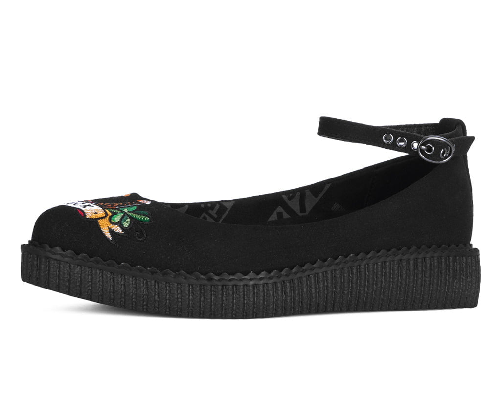 A3420L Black Lady Luck Pointed Ballet Creeper - T.U.K. Shoes