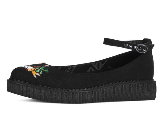 A3420L Black Lady Luck Pointed Ballet Creeper - T.U.K. Shoes