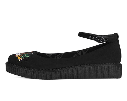 A3420L Black Lady Luck Pointed Ballet Creeper - T.U.K. Shoes