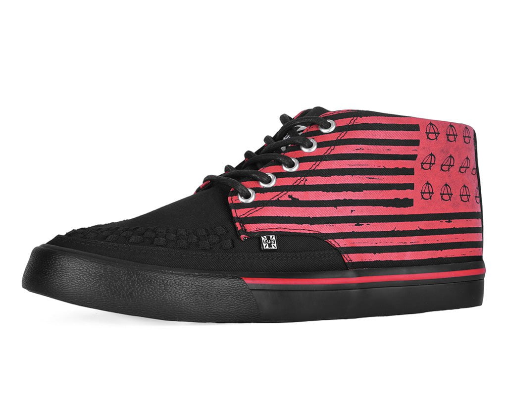 A3403 Black & Red Anarchy Striped 5 Eye Sneaker - T.U.K. Shoes