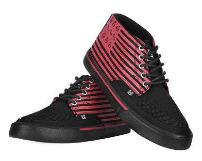 A3403 Black & Red Anarchy Striped 5 Eye Sneaker - T.U.K. Shoes