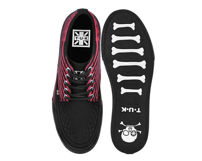 A3403 Black & Red Anarchy Striped 5 Eye Sneaker - T.U.K. Shoes