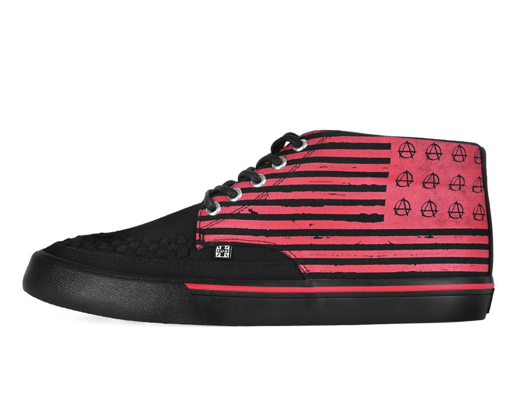 A3403 Black & Red Anarchy Striped 5 Eye Sneaker - T.U.K. Shoes