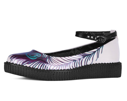 A3396L Cream Peacock Feather Ballet Creeper - T.U.K. Shoes