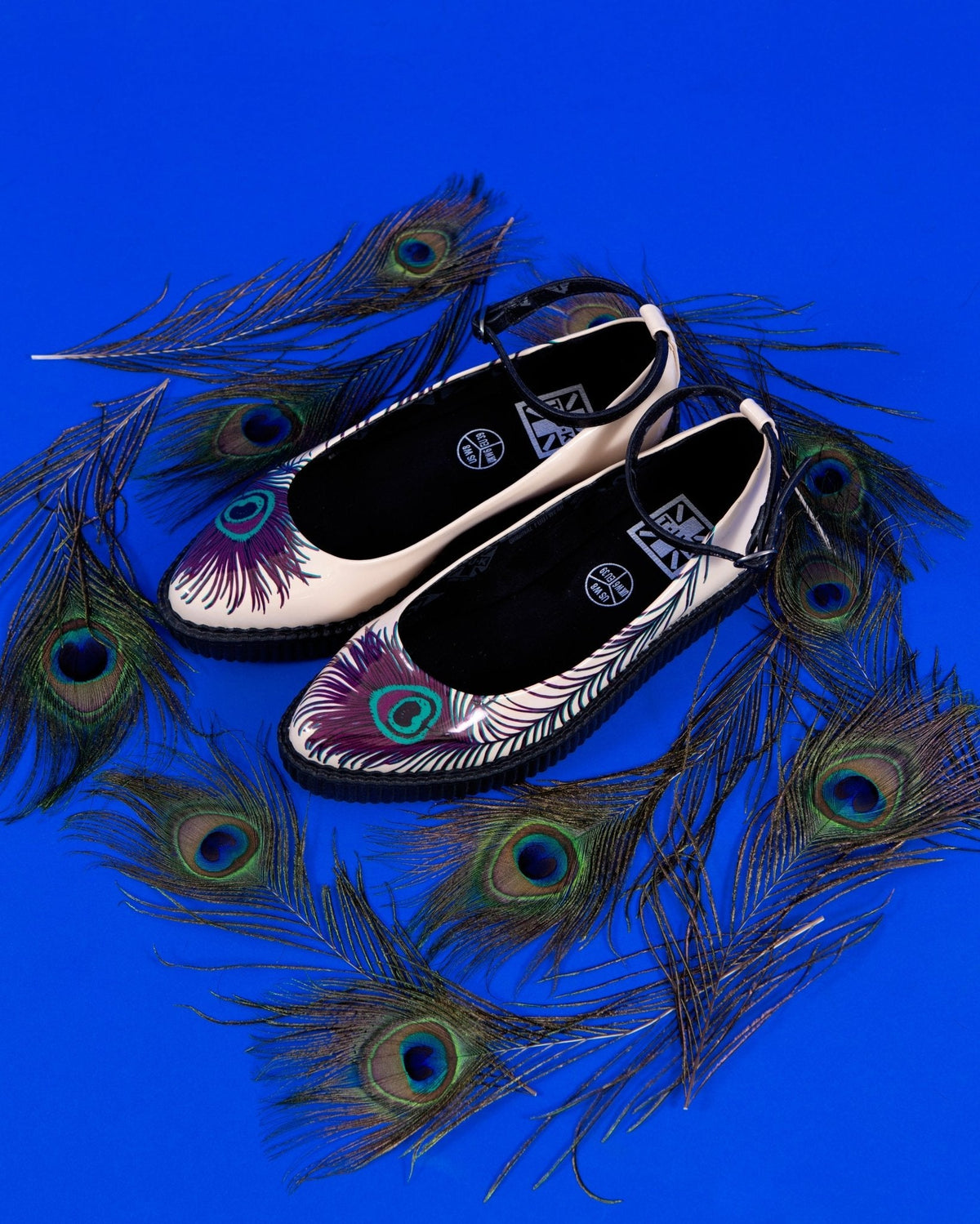 A3396L Cream Peacock Feather Ballet Creeper - T.U.K. Shoes