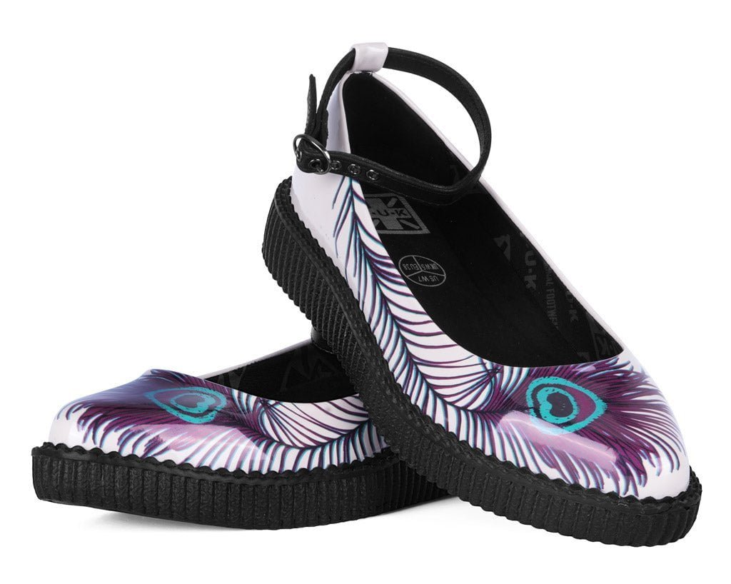 A3396L Cream Peacock Feather Ballet Creeper - T.U.K. Shoes
