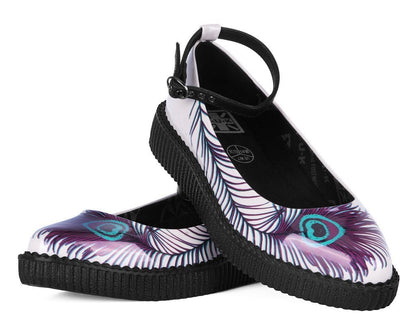 A3396L Cream Peacock Feather Ballet Creeper - T.U.K. Shoes