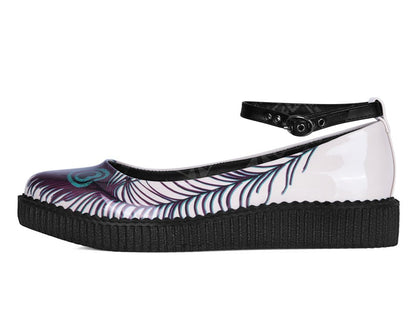 A3396L Cream Peacock Feather Ballet Creeper - T.U.K. Shoes