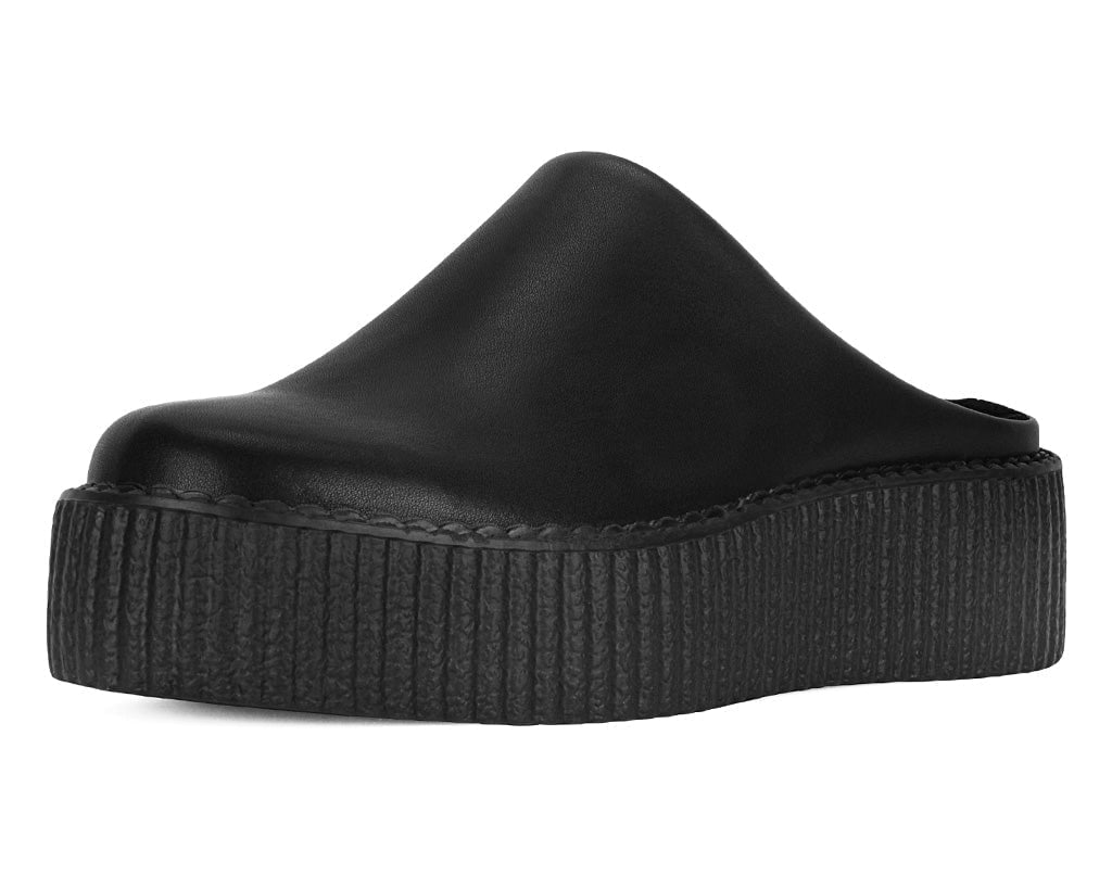 V3371L Black Leather Viva Mondo Creeper Clog - T.U.K. Shoes