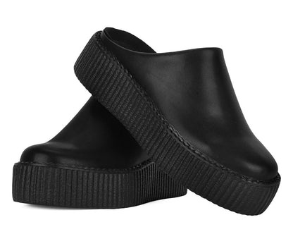 V3371L Black Leather Viva Mondo Creeper Clog - T.U.K. Shoes