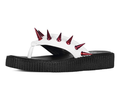F3386L White & Red Spike Viva Low Flip Flop - T.U.K. Shoes