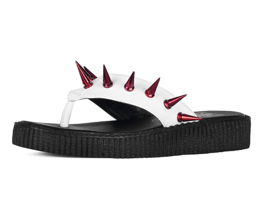 F3386L White & Red Spike Viva Low Flip Flop - T.U.K. Shoes