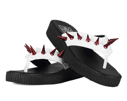 F3386L White & Red Spike Viva Low Flip Flop - T.U.K. Shoes