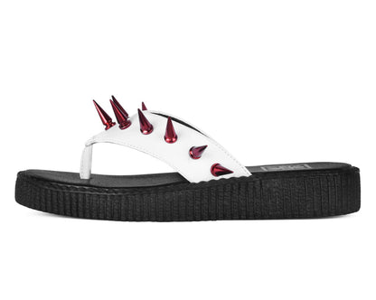 F3386L White & Red Spike Viva Low Flip Flop - T.U.K. Shoes