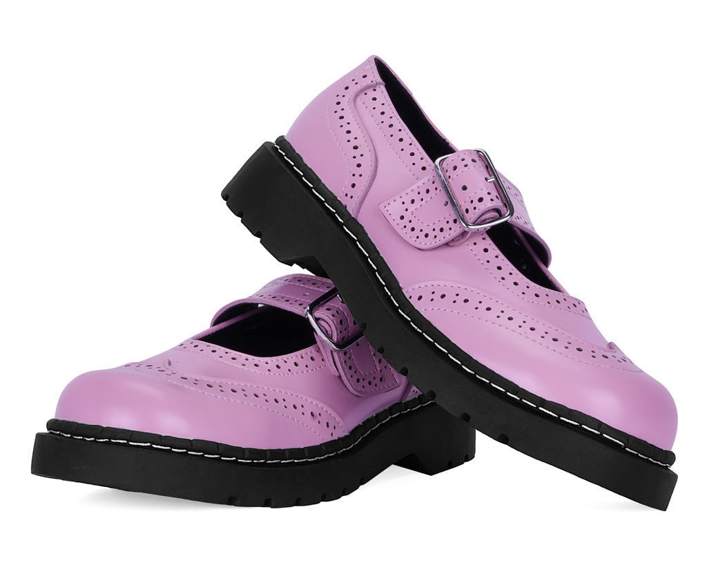 T2347 Pink Brogue Mary Jane - T.U.K. Shoes