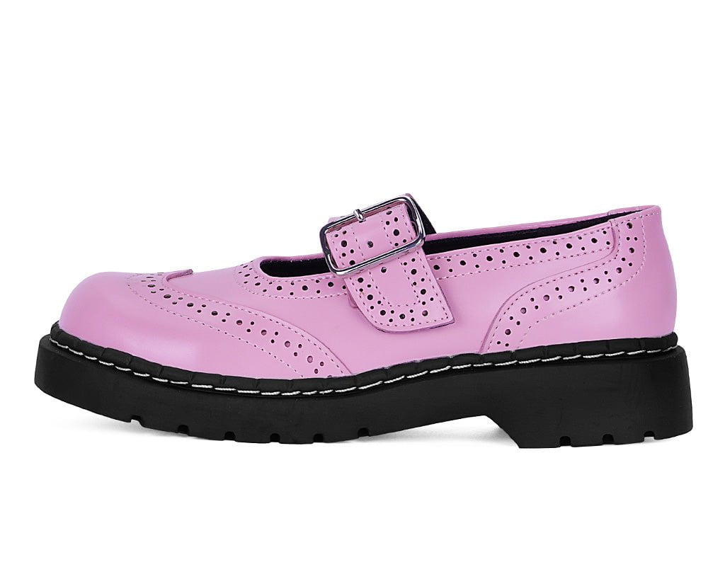 T2347 Pink Brogue Mary Jane - T.U.K. Shoes