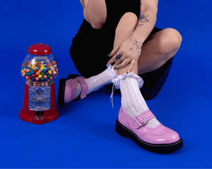 T2347 Pink Brogue Mary Jane - T.U.K. Shoes