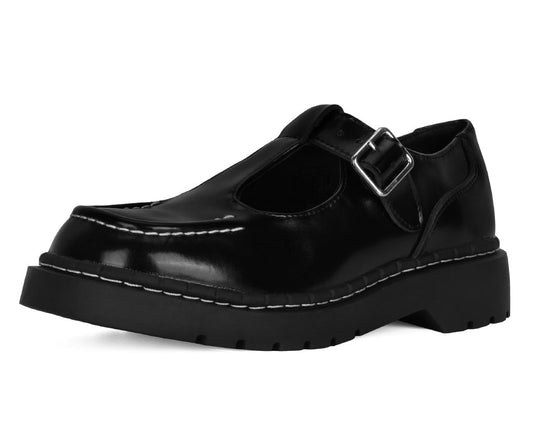 T2346 Black Leather T-Bar Mary Jane - T.U.K. Shoes