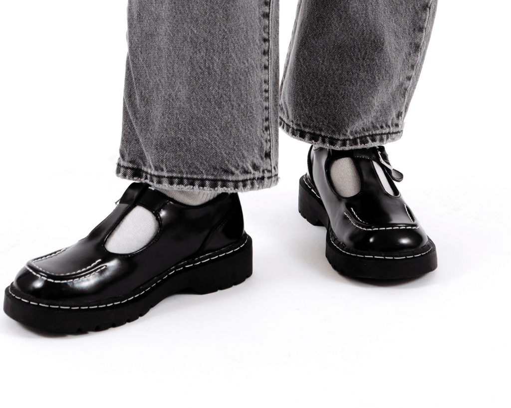 T2346 Black Leather T-Bar Mary Jane - T.U.K. Shoes