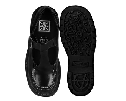 T2346 Black Leather T-Bar Mary Jane - T.U.K. Shoes